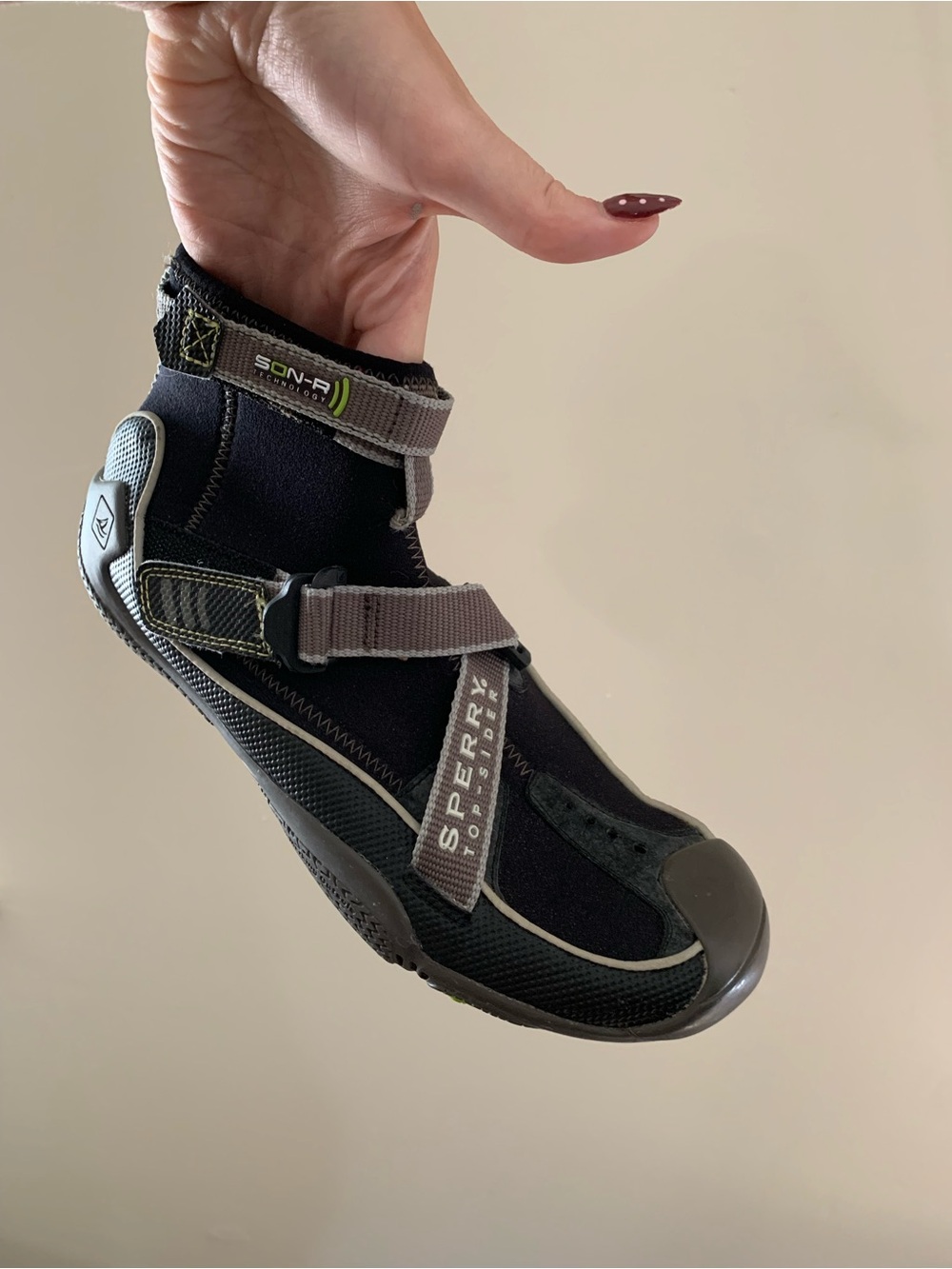 Black Sperry Women's SON-R Bootie Water Shoe with Velcro Strap Closure